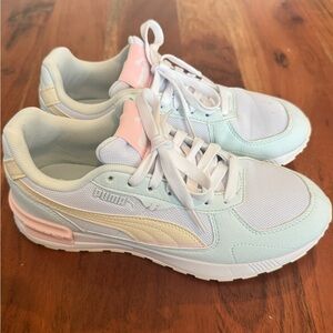 Used Puma Light Blue and Pink Sneakers